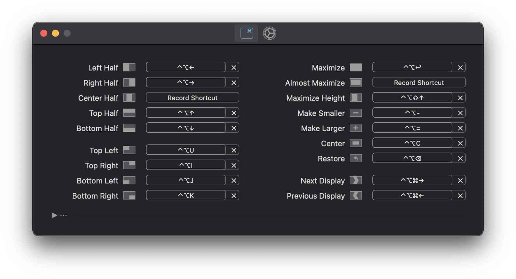 Image of the Rectangle settings showing it has many options