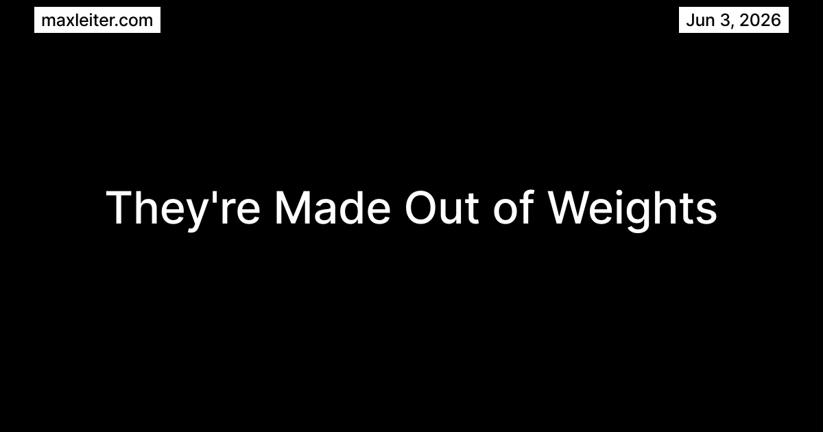 They're Made Out of Weights | Max Leiter